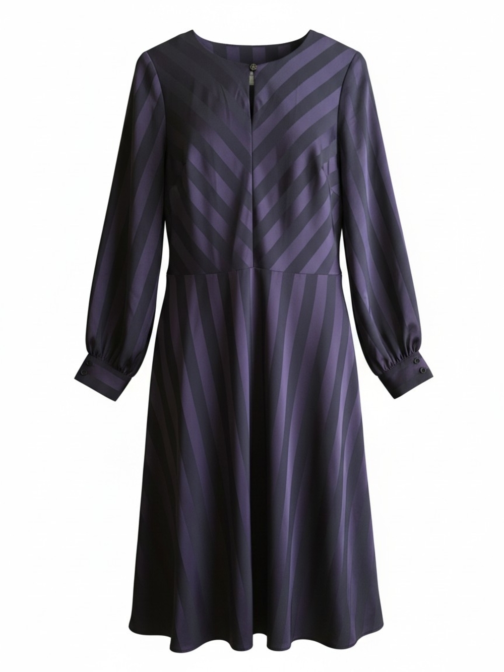 Liz Claiborne Purple Striped Long Sleeve A-Line Dress